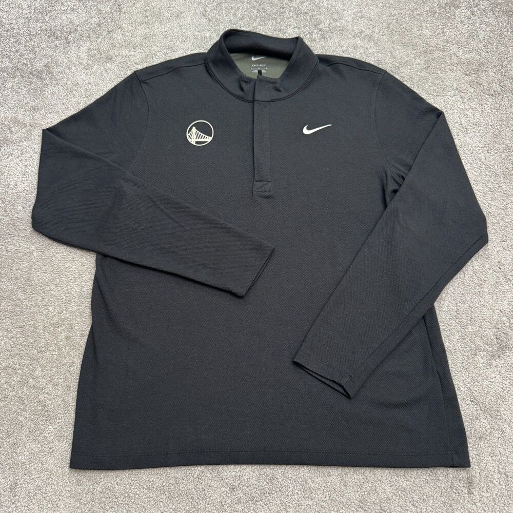 Nike Dri-FIT Golden State Warriors Quarter Zip Pullover Jacket Mens Large Black
